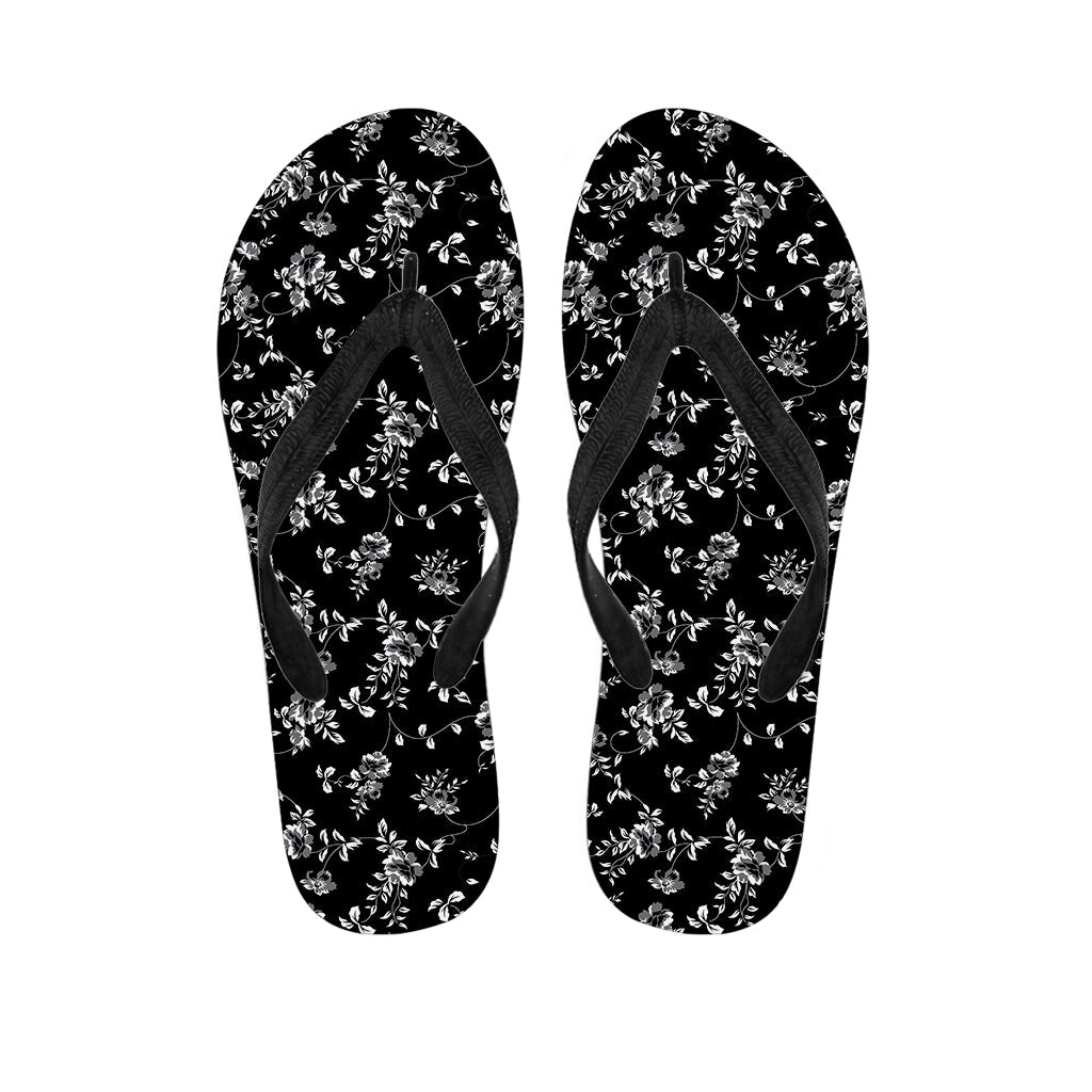 Black and White Flower Power Hawaiian Flip Flops - Step into Style! - 1