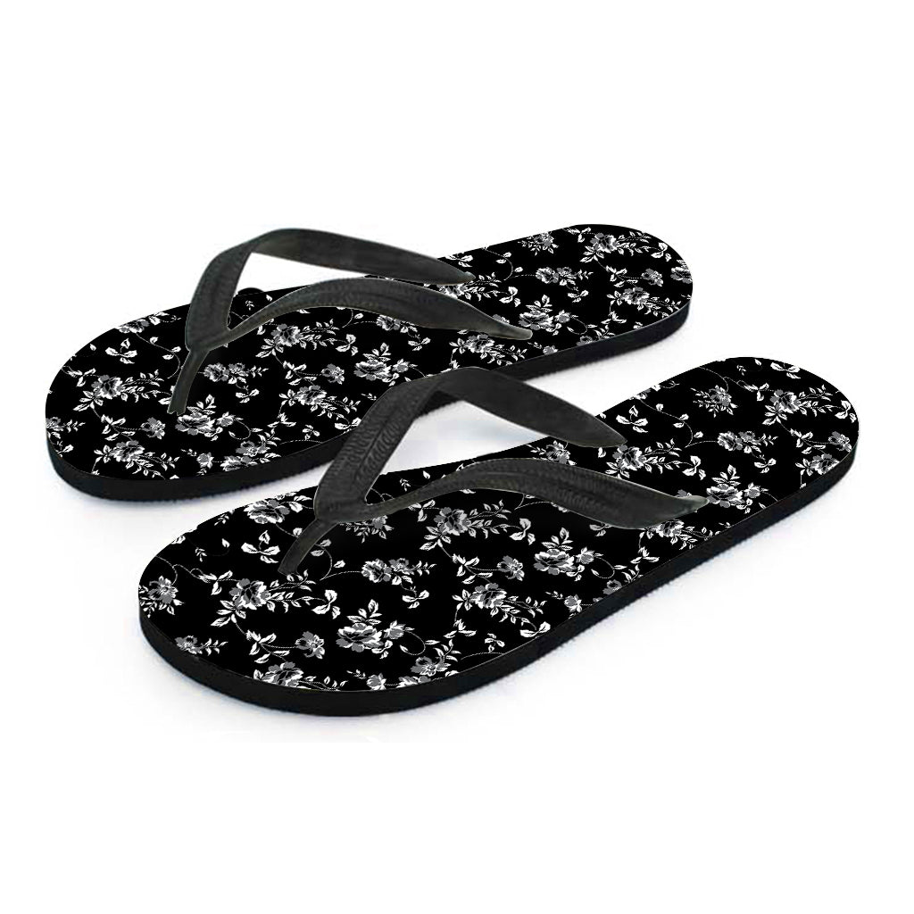 Black and White Flower Power Hawaiian Flip Flops - Step into Style! - 2