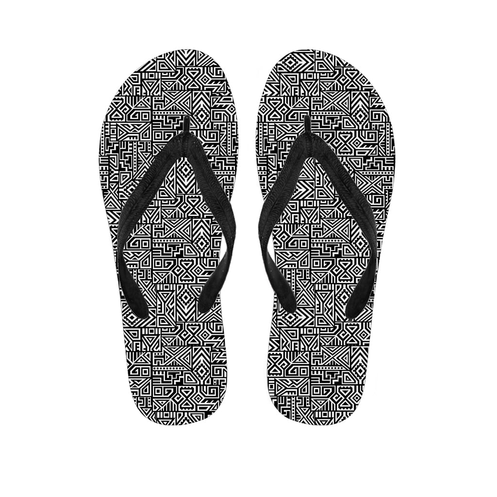Black and White Geometric Hawaiian Outfit with Matching Flip Flops - 1