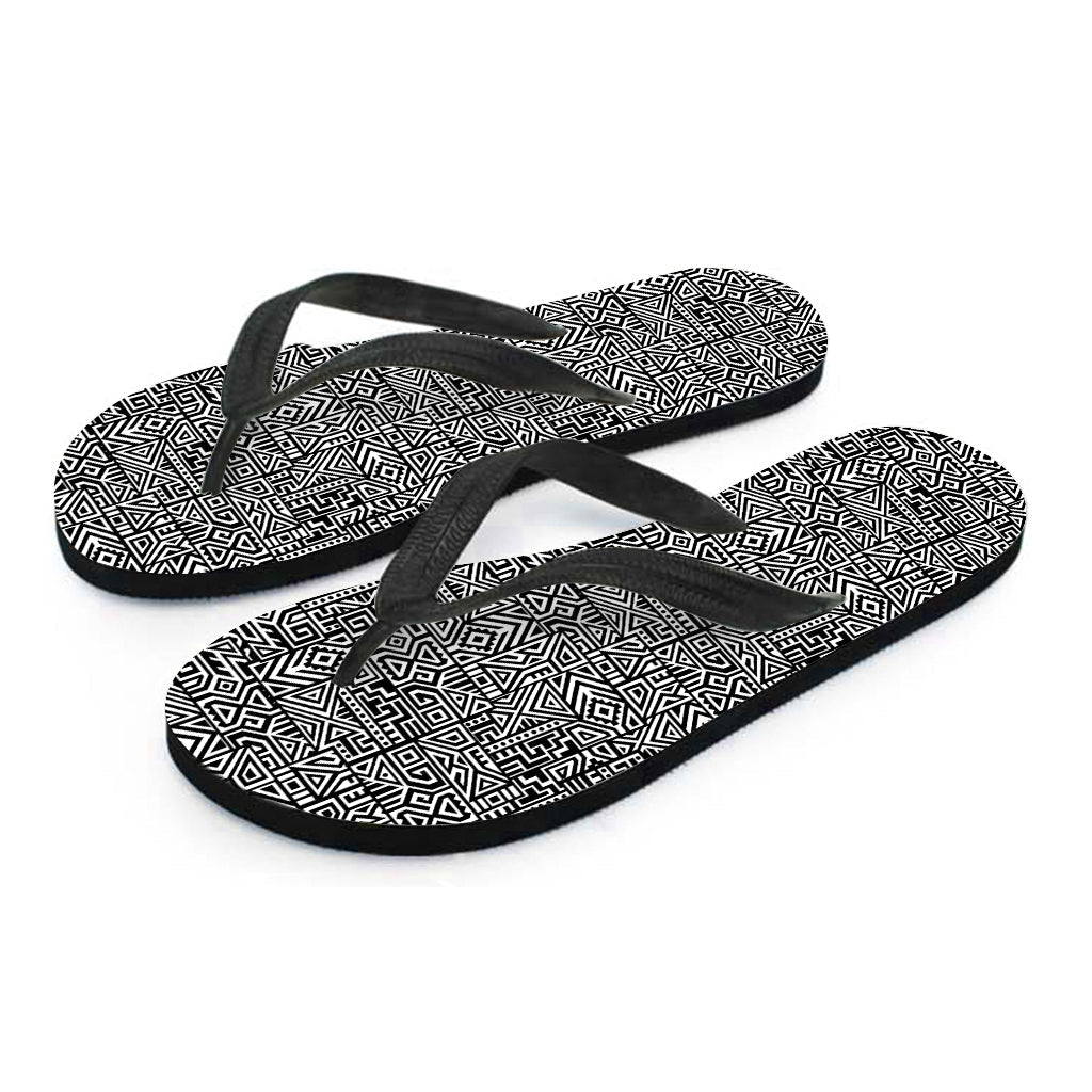 Black and White Geometric Hawaiian Outfit with Matching Flip Flops - 2