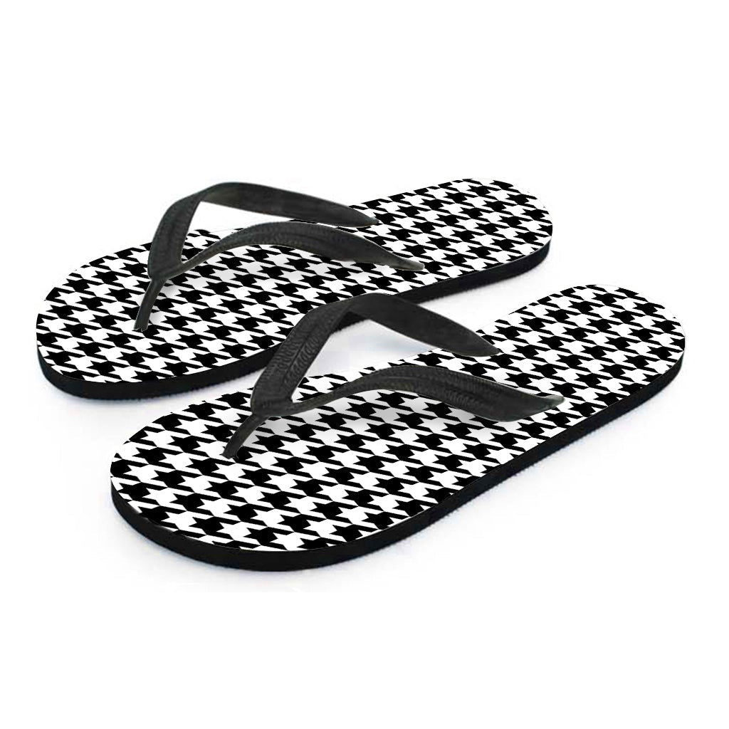Black and White Houndstooth Hawaiian Flip Flops: Walk in Style! - 2