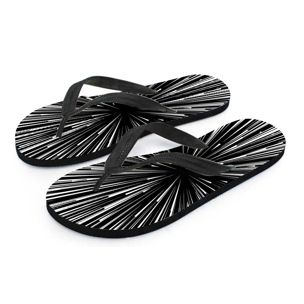 Black and White Hyperspace Print Hawaiian Flip Flops: Complete Your Island Look! - 2