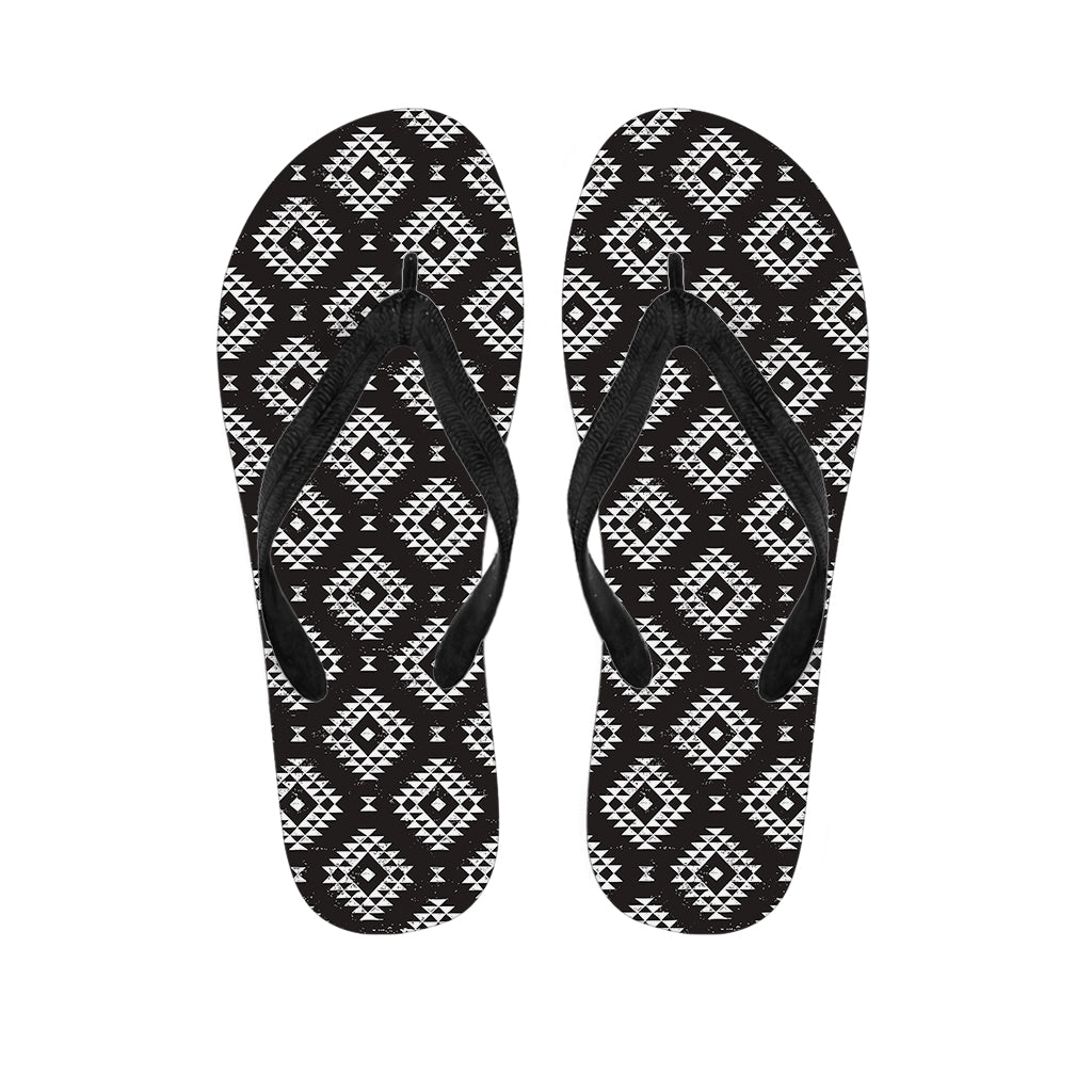 Black and White Navajo Pattern Hawaiian Flip Flops: Step Out in Style! - 1