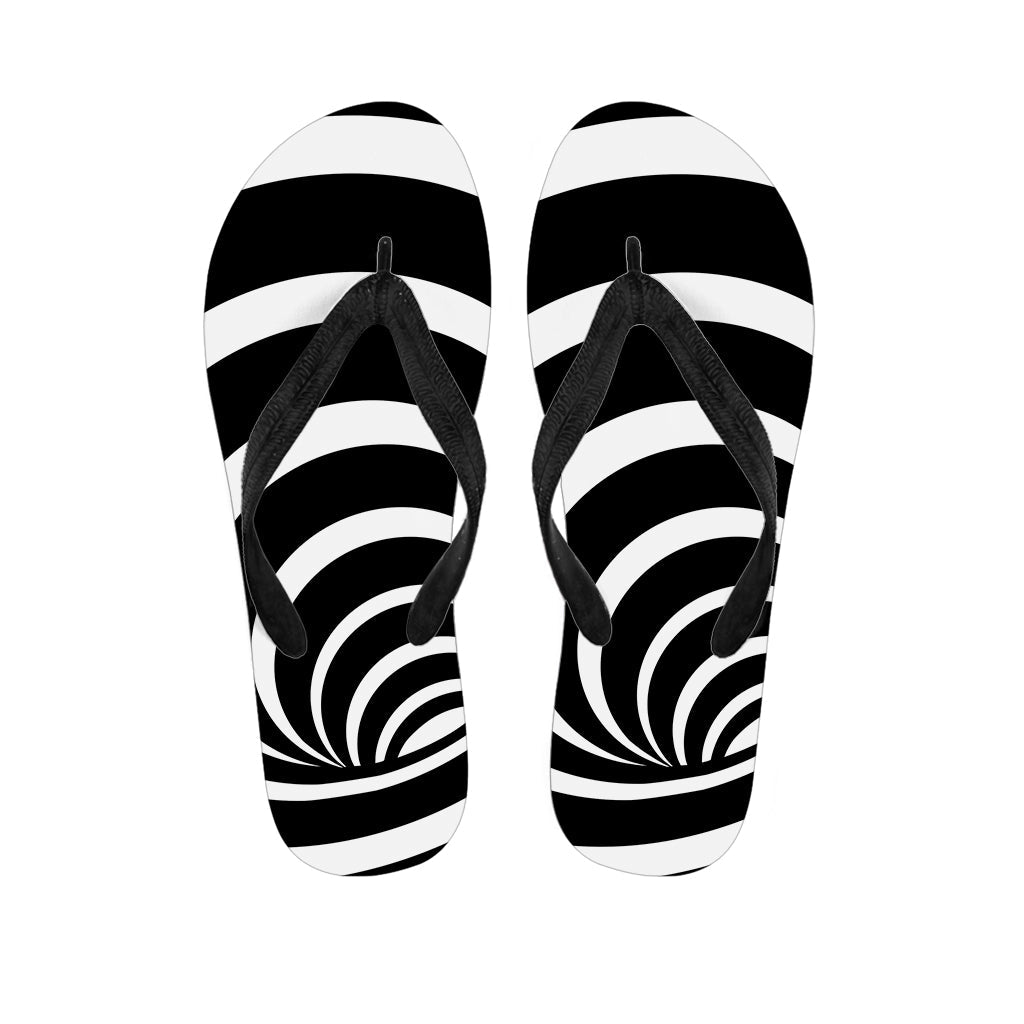 Black and White Optical Illusion Print Hawaiian Outfit with Matching Flip Flops - 1