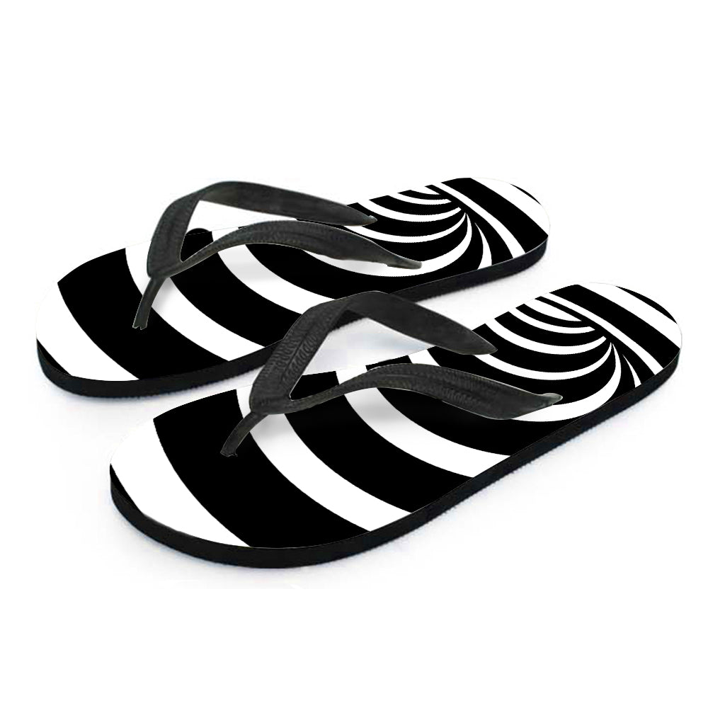 Black and White Optical Illusion Print Hawaiian Outfit with Matching Flip Flops - 2
