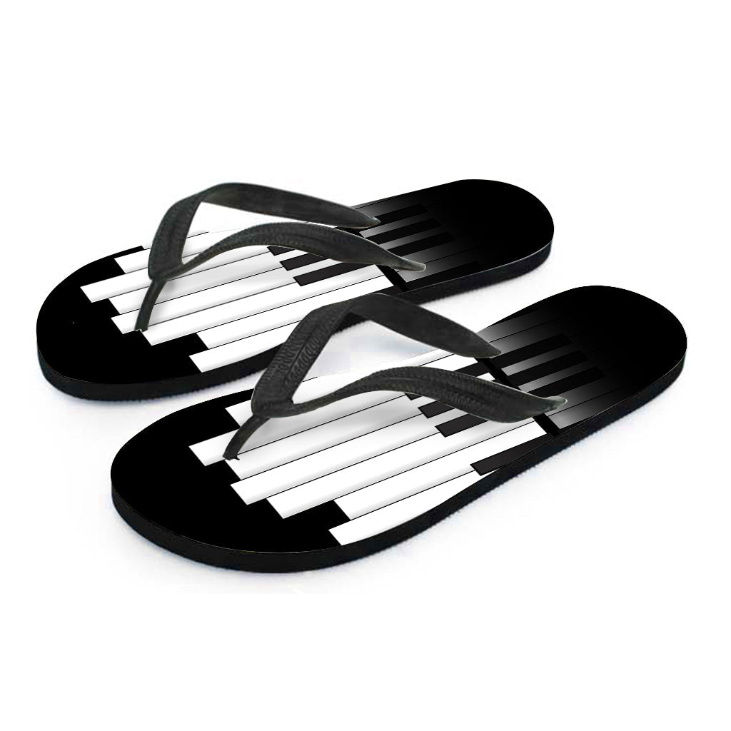 Black and White Piano Keyboard Print Hawaiian Flip Flops: Step Into Island Style - 2