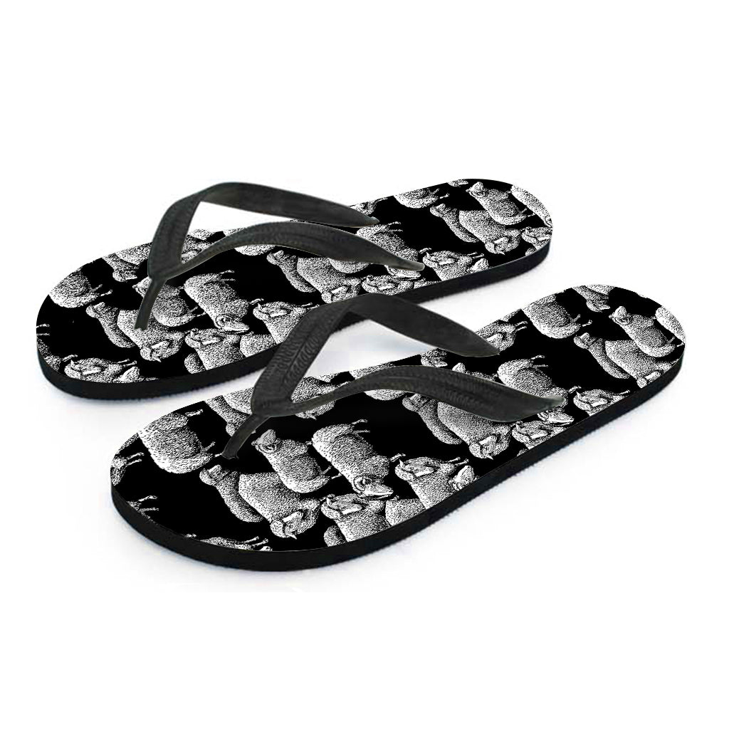 Black and White Sheep Pattern Hawaiian Flip Flops: The Perfect Accessory for Your Island Outfit - 2