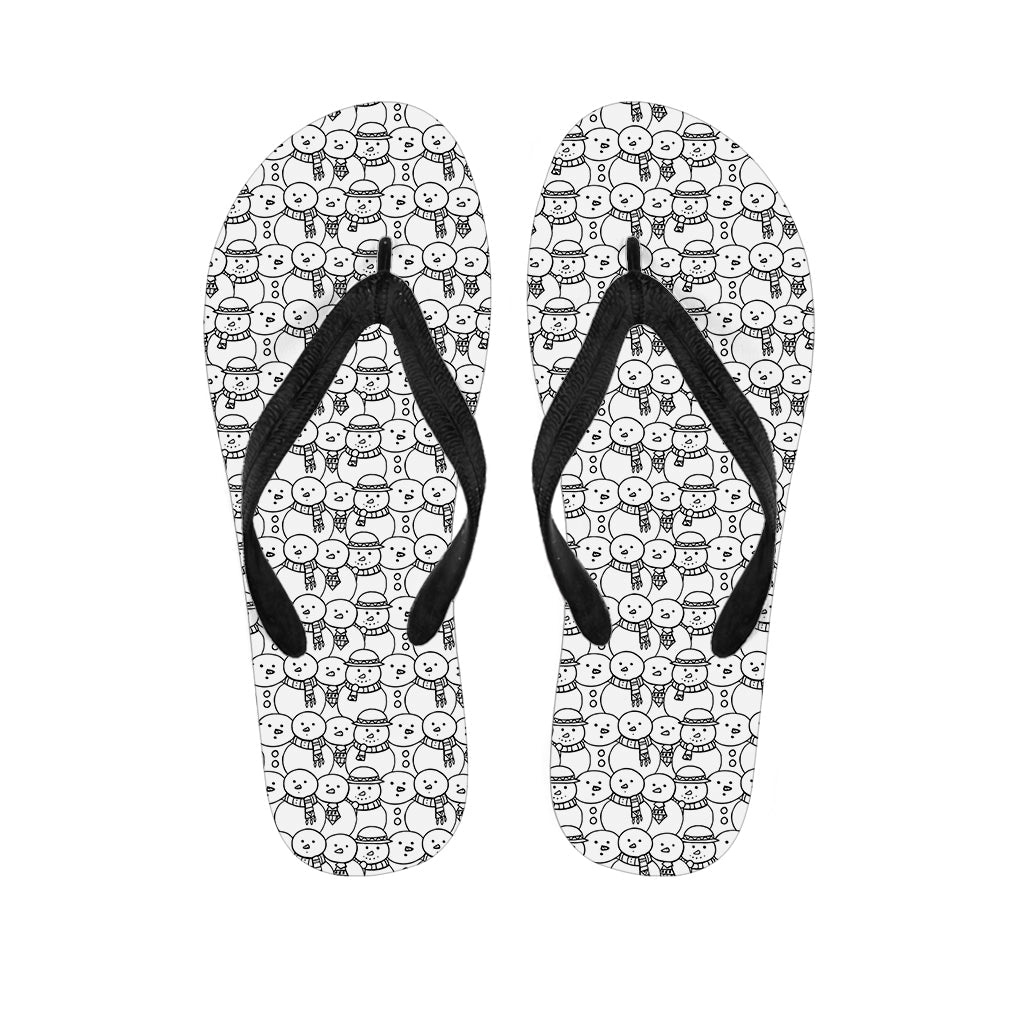 Black and White Snowman Pattern Hawaiian Flip Flops - Embrace the Aloha Spirit! - 1