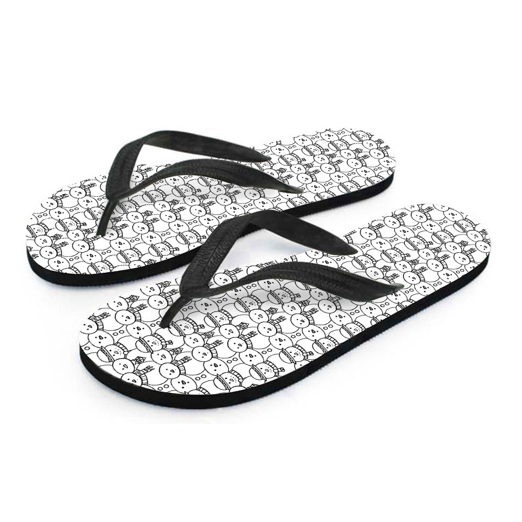 Black and White Snowman Pattern Hawaiian Flip Flops - Embrace the Aloha Spirit! - 2