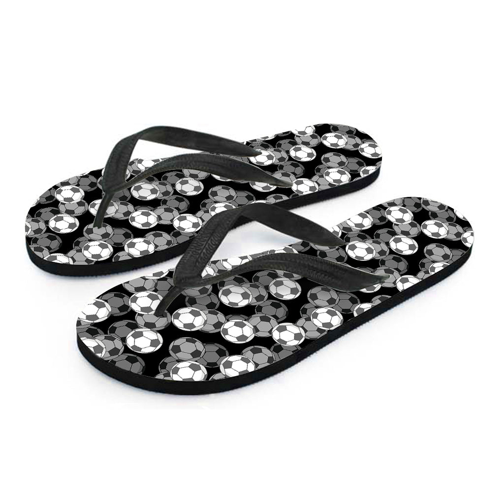 Black and White Soccer Ball Print Hawaiian Flip Flops - Complete Your Tropical Look! - 2