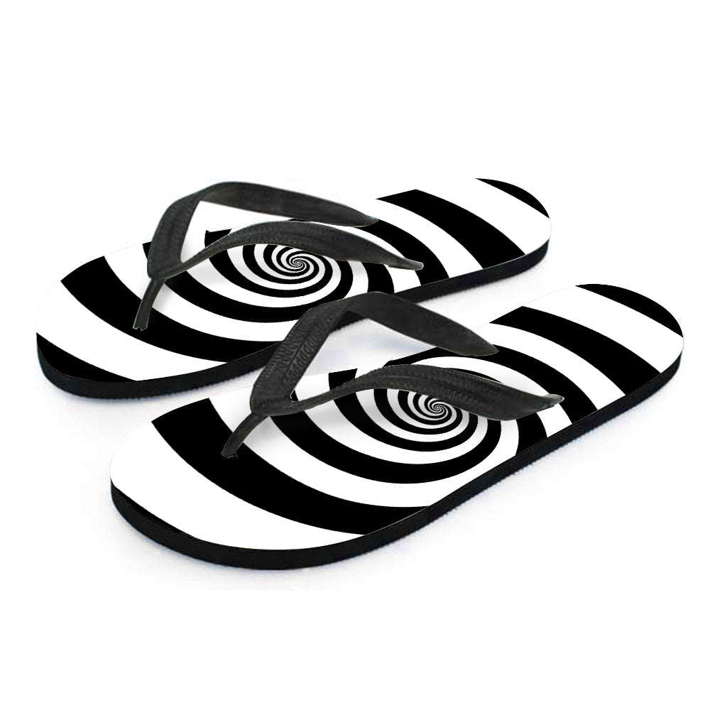 Black and White Spiral Illusion Hawaiian Flip Flops for the Perfect Island Outfit - 2