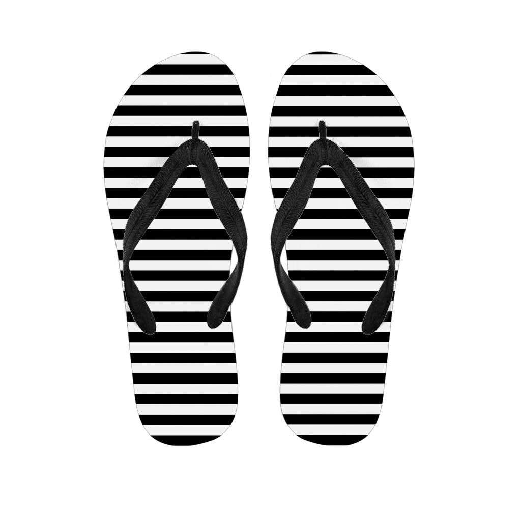 Black and White Striped Hawaiian Flip Flops: The Perfect Addition to Your Tropical Outfit - 1