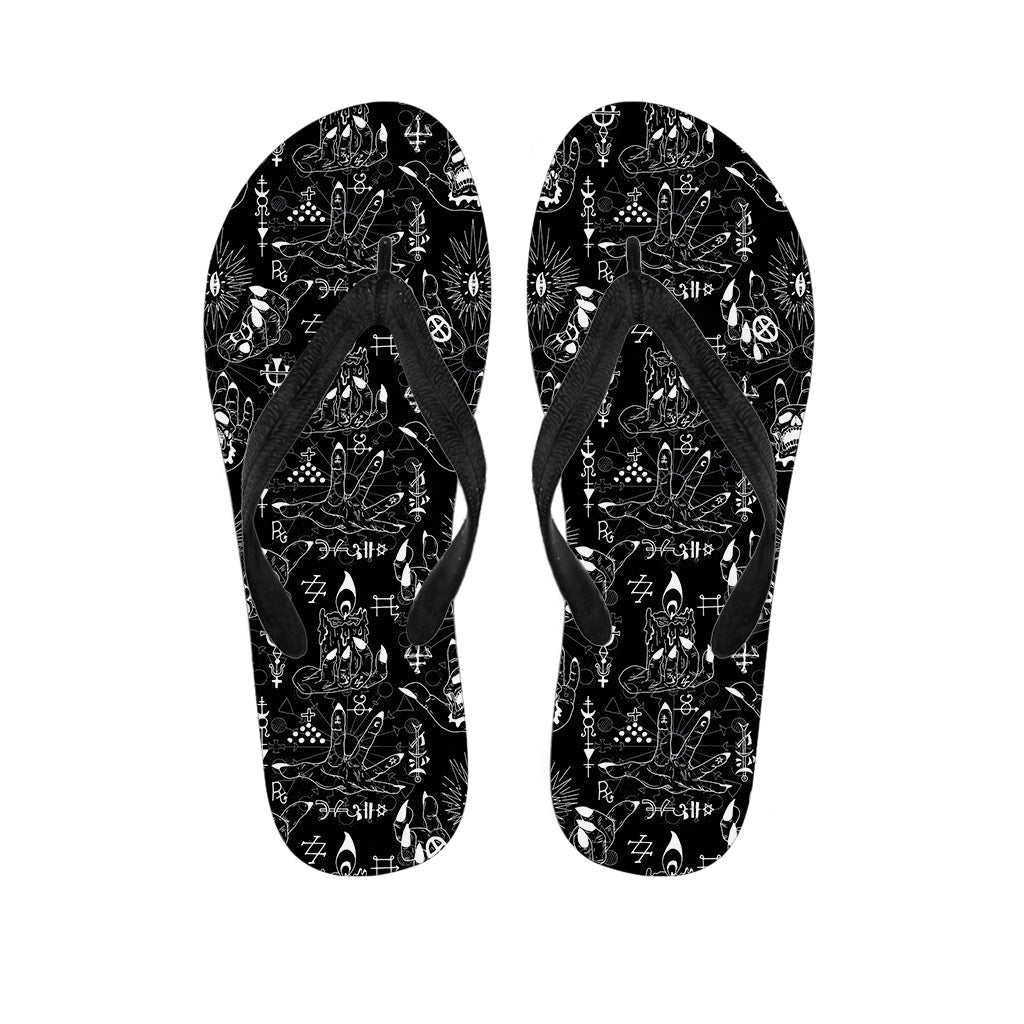 Black and White Supernatural Wicca Hawaiian Flip Flops: The Perfect Pairing for Your Island Style Outfit - 1