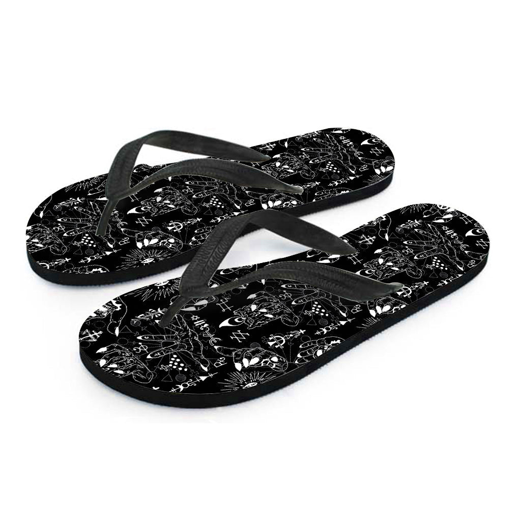 Black and White Supernatural Wicca Hawaiian Flip Flops: The Perfect Pairing for Your Island Style Outfit - 2