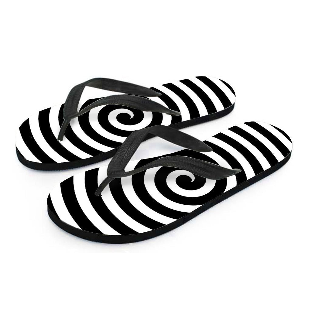 Black and White Swirl Illusion Hawaiian Flip Flops: The Perfect Addition to Your Hawaiian Outfit - 2