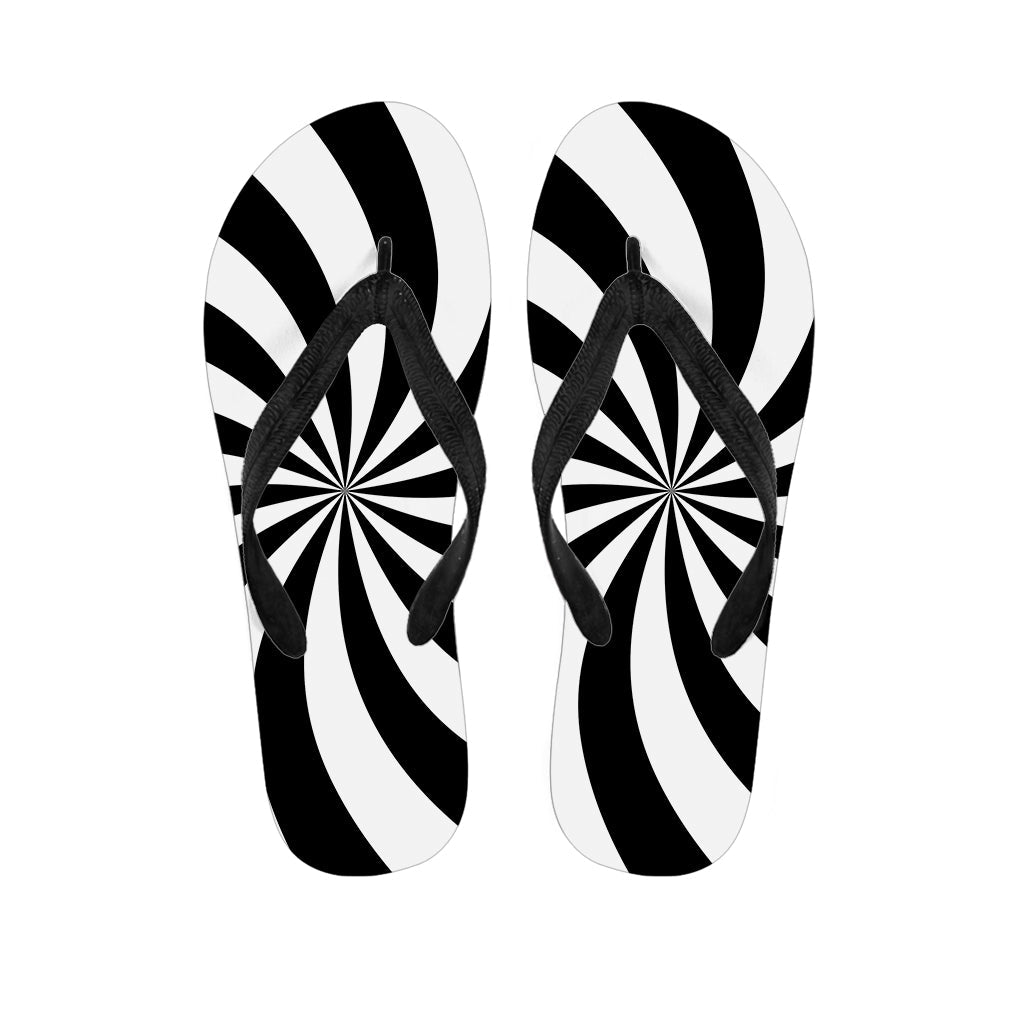 Black and White Swirl Print Hawaiian Flip Flops: Step Out in Style! - 1
