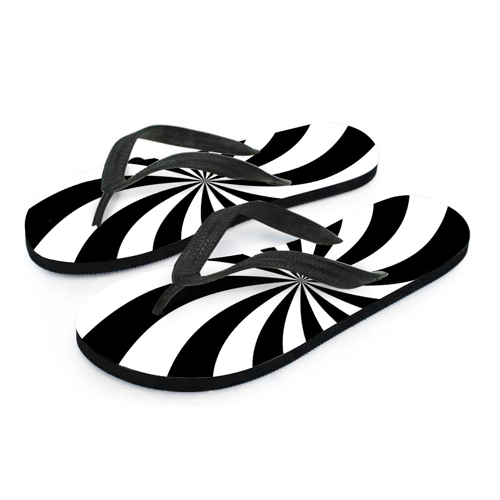 Black and White Swirl Print Hawaiian Flip Flops: Step Out in Style! - 2