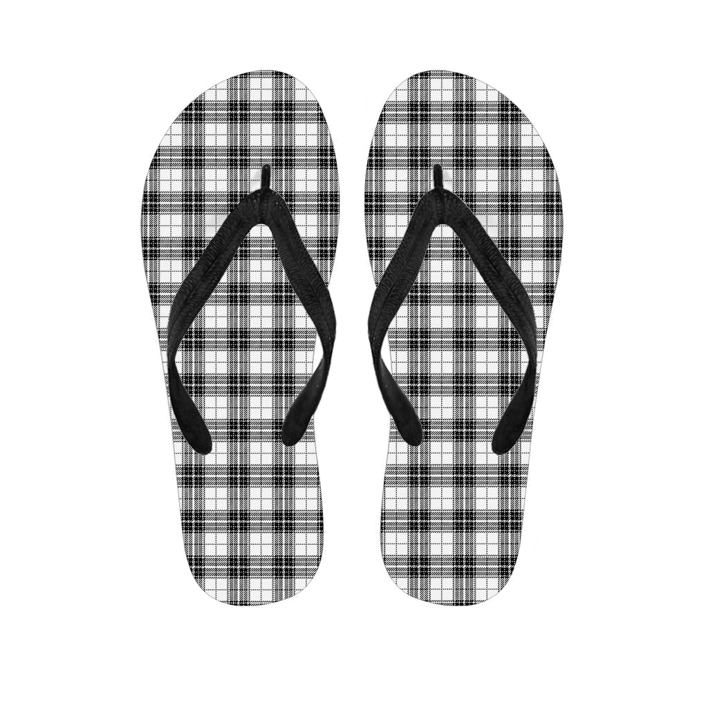 Black and White Tartan Pattern Hawaiian Flip Flops for Stylish Island Vibes - 1