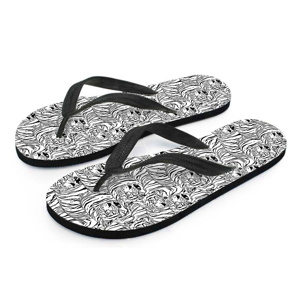 Black and White Tiger Print Hawaiian Flip Flops: Walk in Style and Comfort - 2