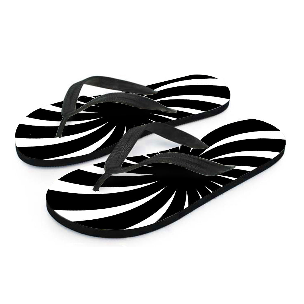 Black and White Vortex Swirl Hawaiian Flip Flops: Complete Your Island Outfit! - 2