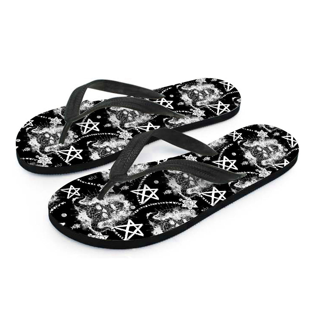 Wicca Devil Skull Hawaiian Flip Flops - 2