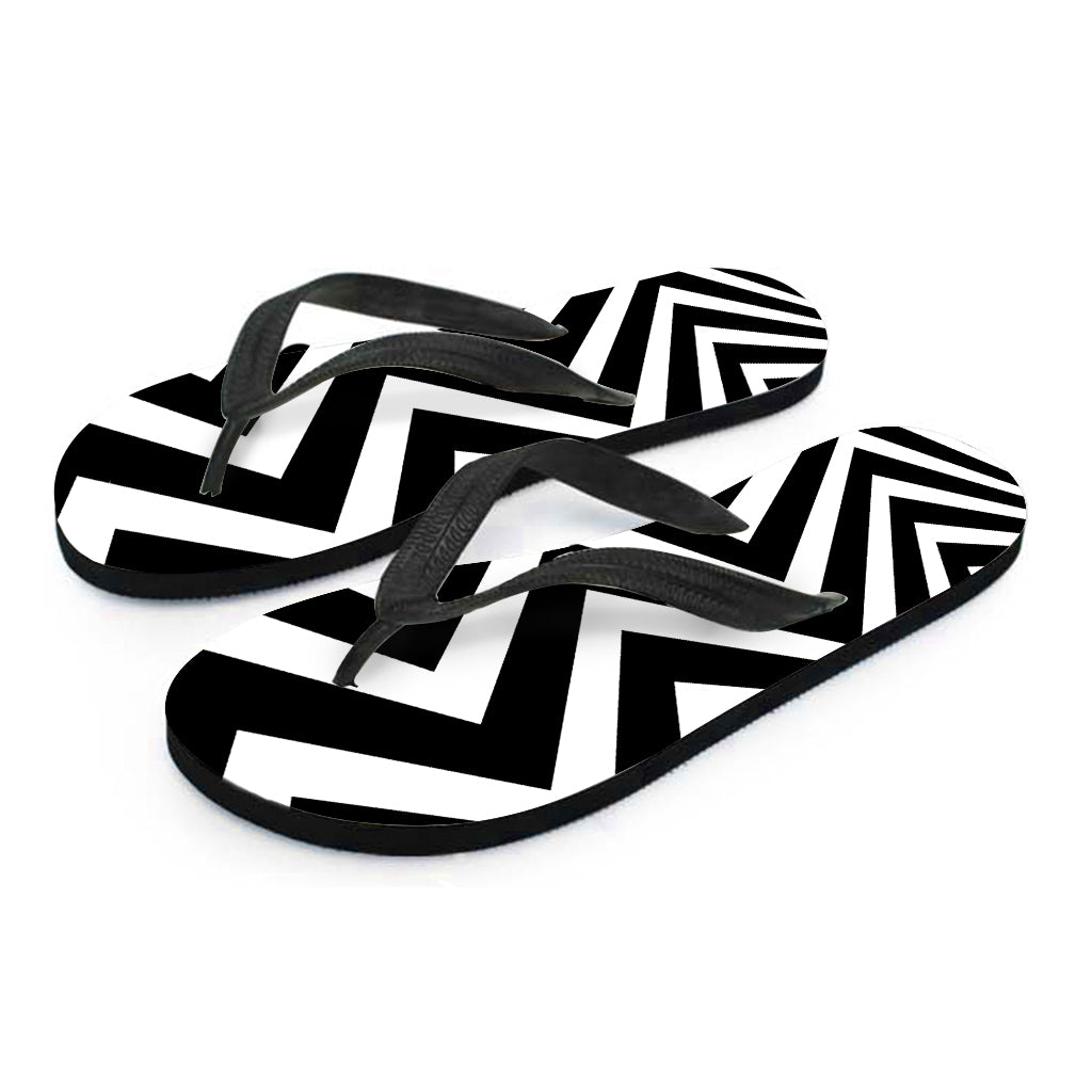 Black and White Zigzag Dazzle Print Hawaiian Flip Flops: Complete Your Island Look! - 2