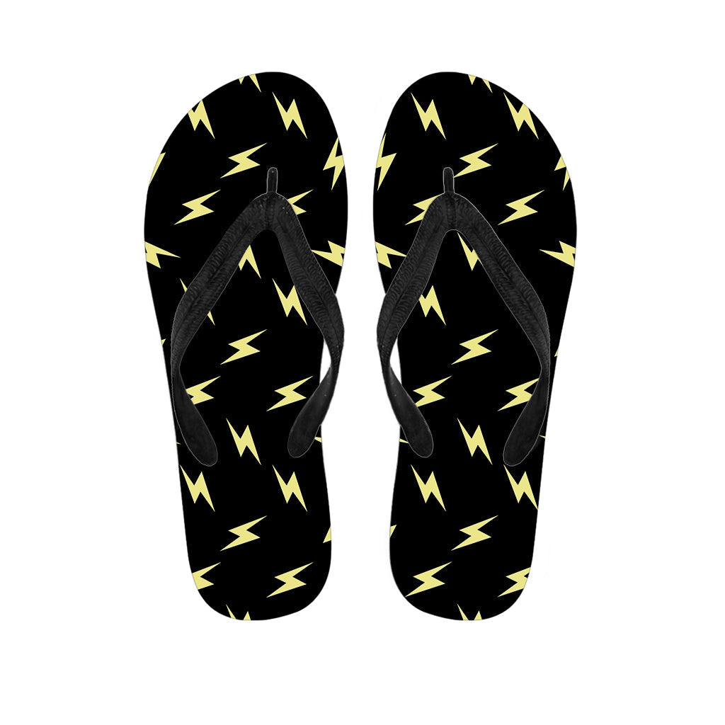 Black and Yellow Lightning Pattern Hawaiian Flip Flops: The Perfect Addition to Your Tropical Outfit - 1