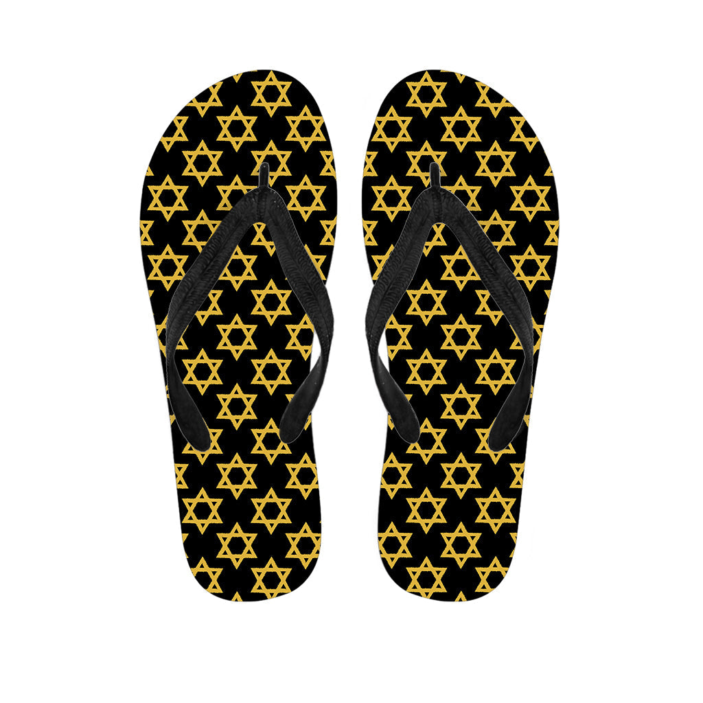 Black and Yellow Star of David Print Hawaiian Flip Flops: Embrace Island Style - 1