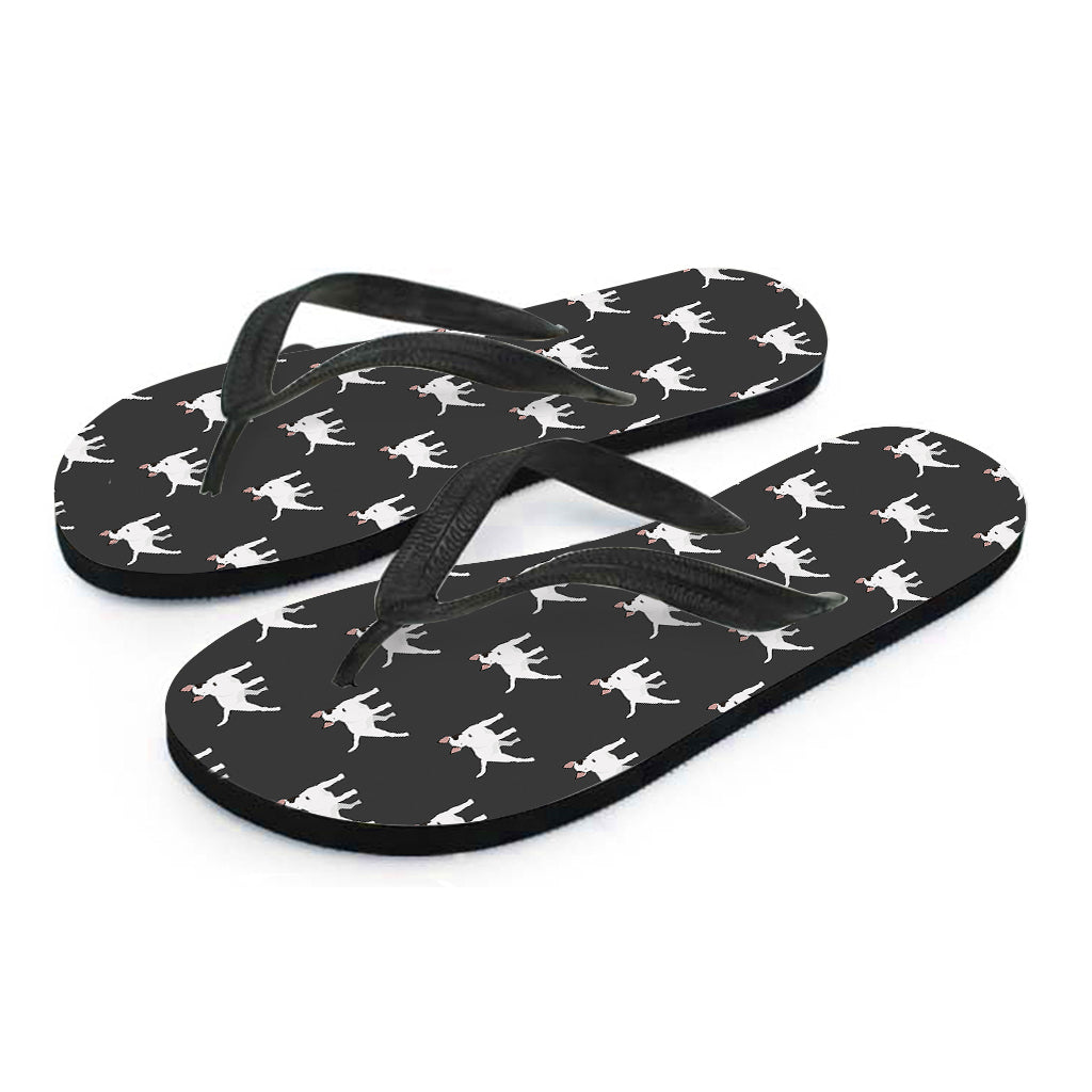 Black Bull Terrier Pattern Print Hawaiian Flip Flops: Island Style for Your Feet - 2