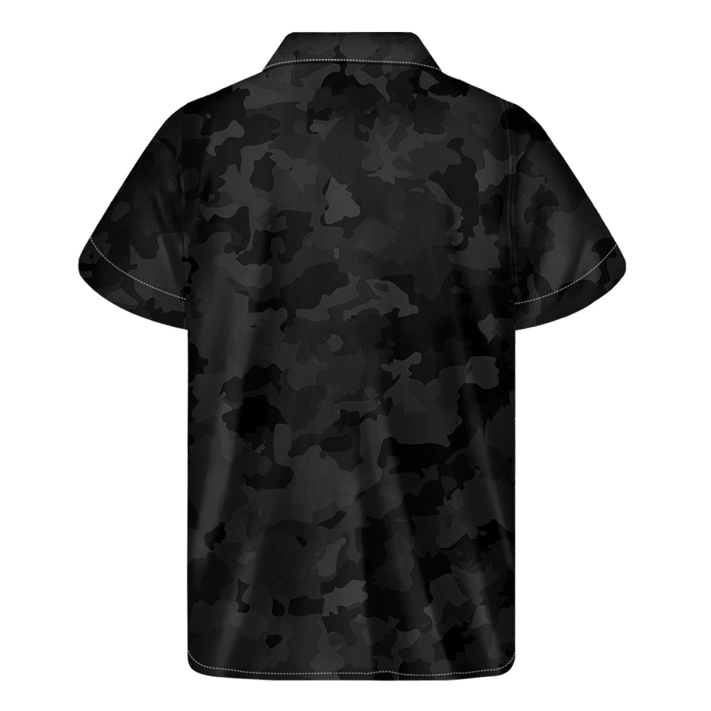 Black Camouflage Hawaiian Style Short Sleeve Shirt - 2