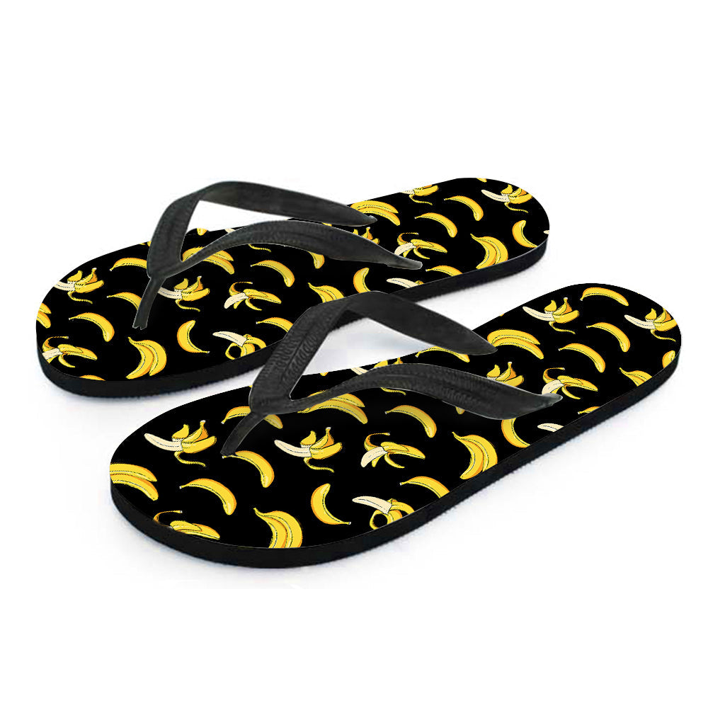 Black Hawaiian Banana Print Flip Flops - 2