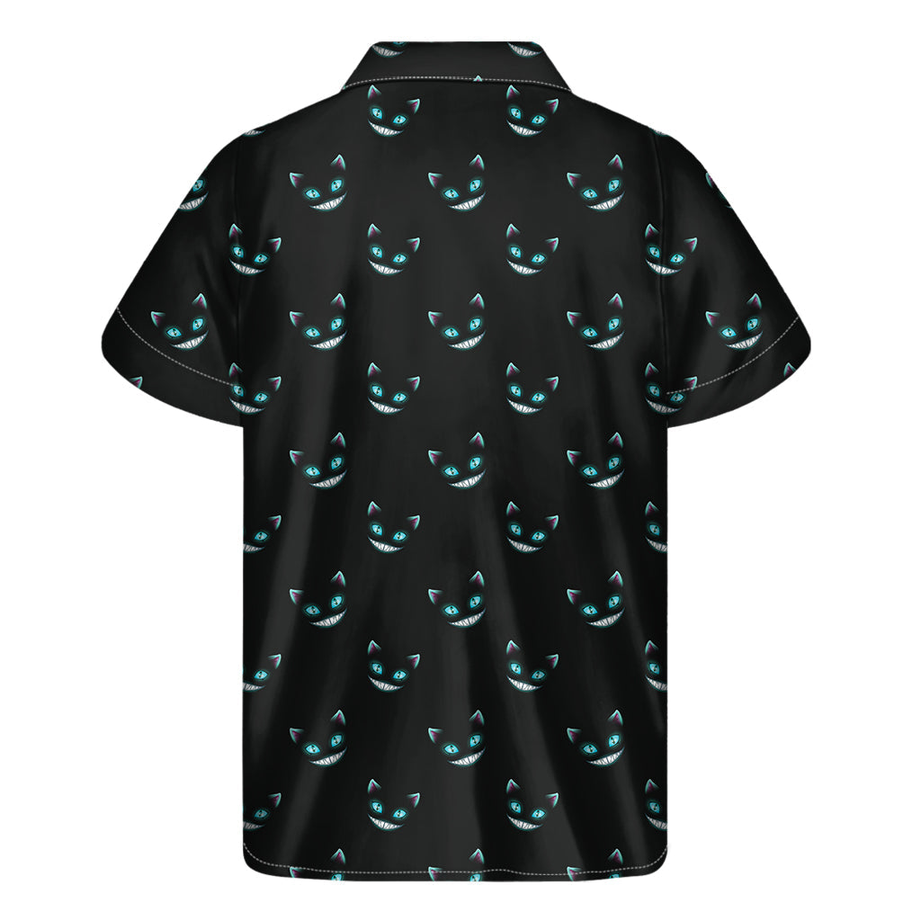 Black Cheshire Cat Hawaiian Short Sleeve Shirt - 2