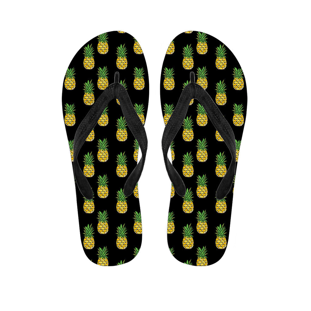 Black Cute Pineapple Pattern Hawaiian Flip Flops: The Perfect Addition to Your Hawaiian Outfit - 1