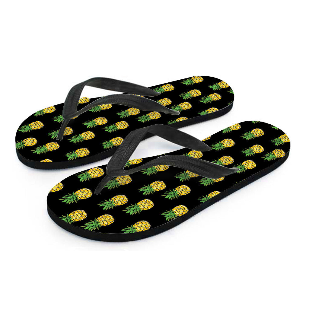 Black Cute Pineapple Pattern Hawaiian Flip Flops: The Perfect Addition to Your Hawaiian Outfit - 2