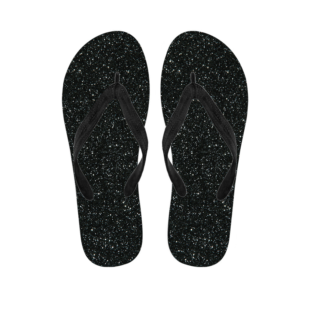 Black Glitter Print Hawaiian Flip Flops: The Perfect Addition to Your Island-Inspired Outfit - 1