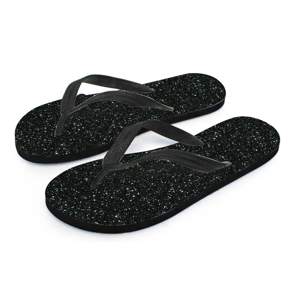 Black Glitter Print Hawaiian Flip Flops: The Perfect Addition to Your Island-Inspired Outfit - 2