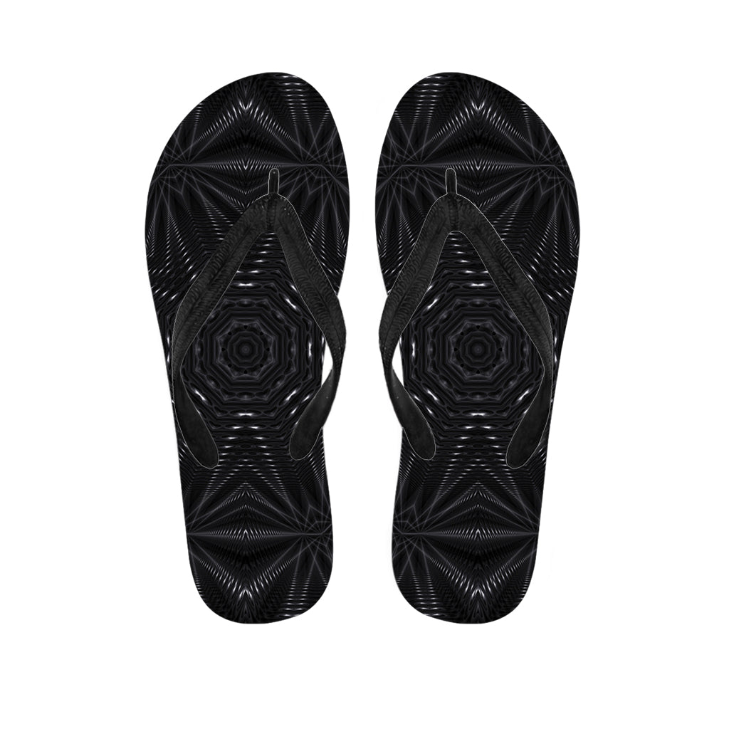 Black Kaleidoscope Print Hawaiian Flip Flops - 1