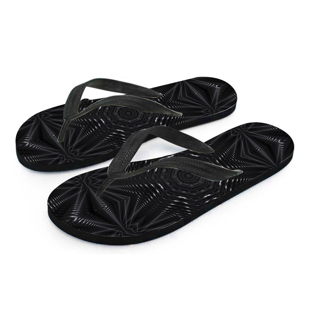Black Kaleidoscope Print Hawaiian Flip Flops - 2