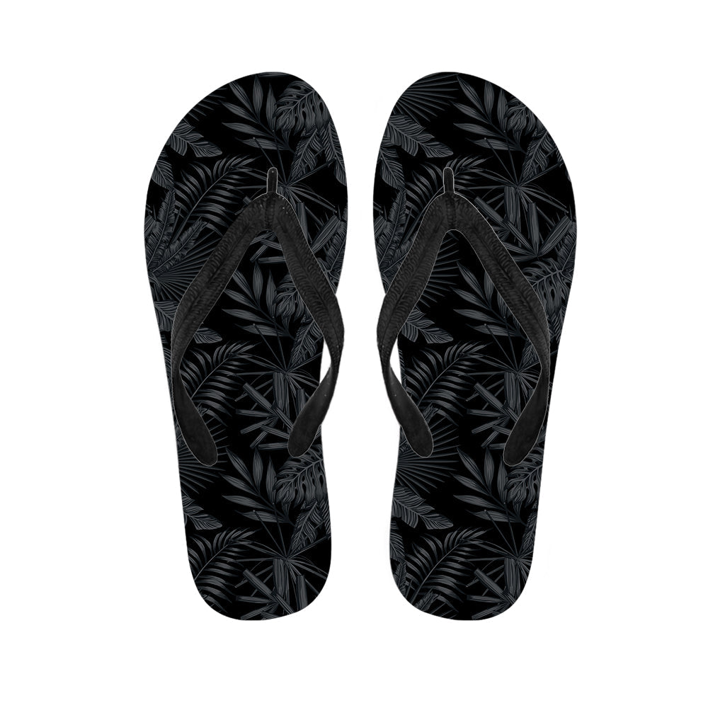 Black Palm Leaf Aloha Pattern Hawaiian Flip Flops: Step Into Style! - 1