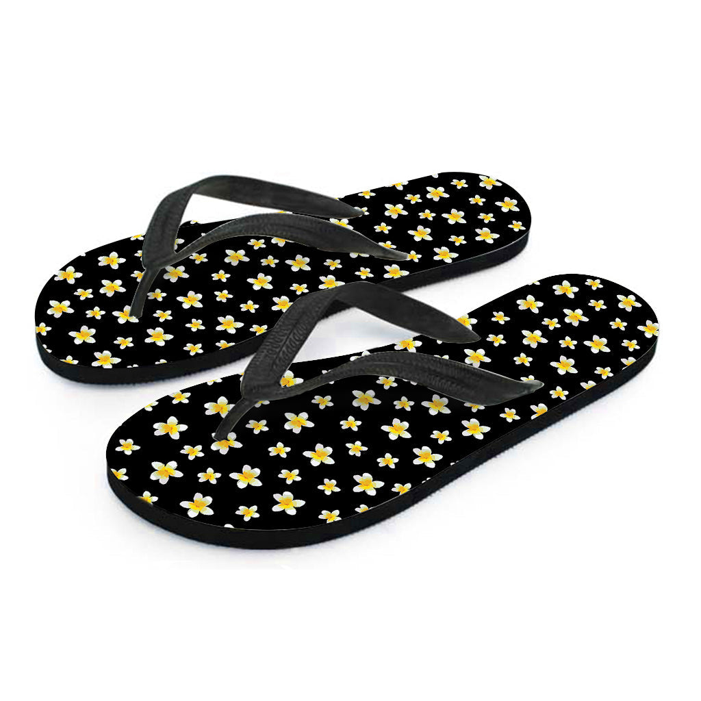 Black Plumeria Flower Hawaiian Flip Flops: The Perfect Addition to Your Tropical Attire - 2