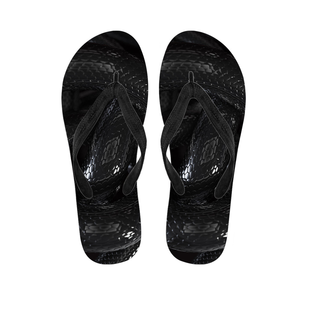 Snake Print Hawaiian Vibes: Black Flip Flops for Tropical Style - 1