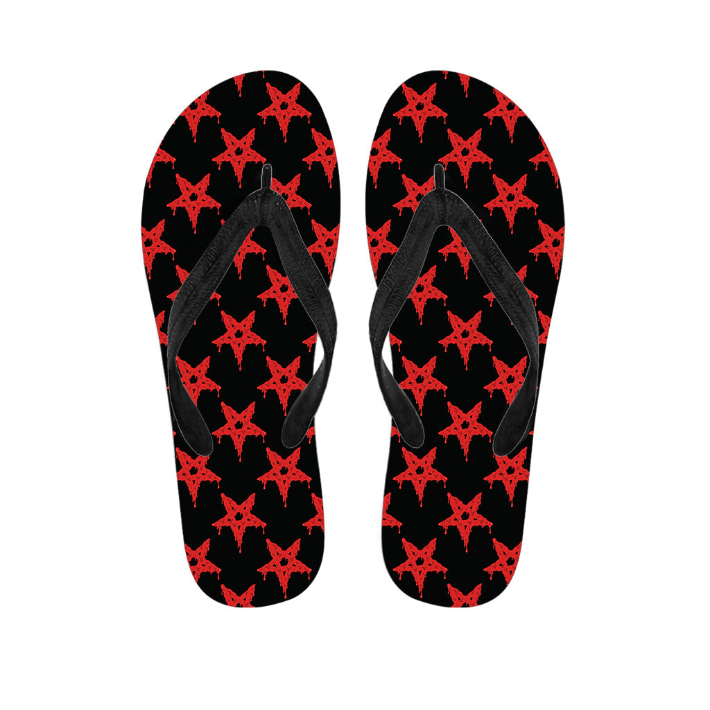 Satanic Pentagram Hawaiian Flip Flops: Embrace the Dark Side in Style - 1