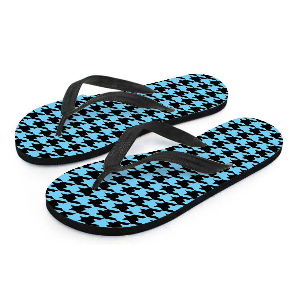 Blue and Black Houndstooth Hawaiian Flip Flops - Embrace the Aloha Spirit! - 2
