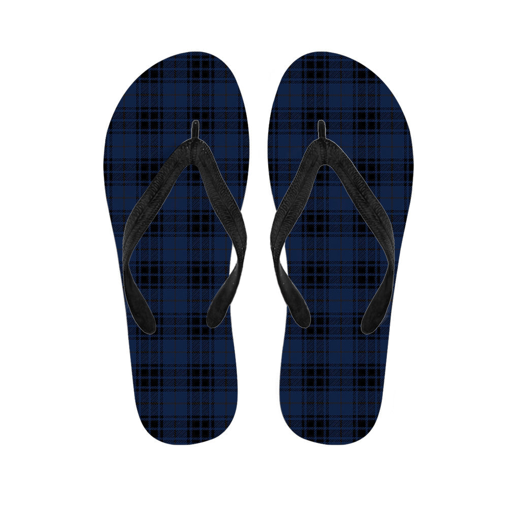 Tropical Blue and Black Tartan Pattern Hawaiian Flip Flops - 1