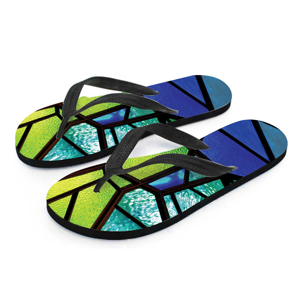 Blue and Green Stained Glass Hawaiian Flip Flops: Complete Your Island Look! - 2
