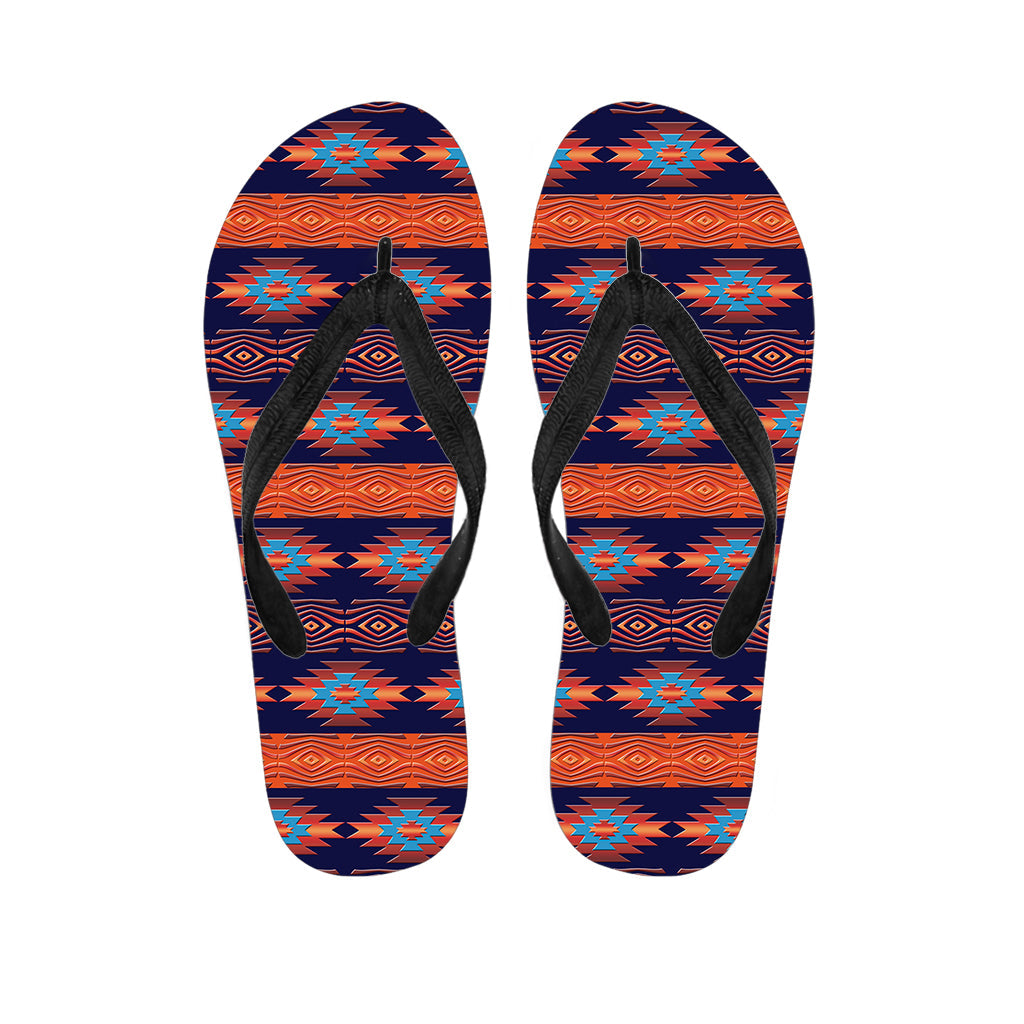 Blue and Orange Southwestern Print Hawaiian Flip Flops - Perfect for Your Island Style Outfit! - 1
