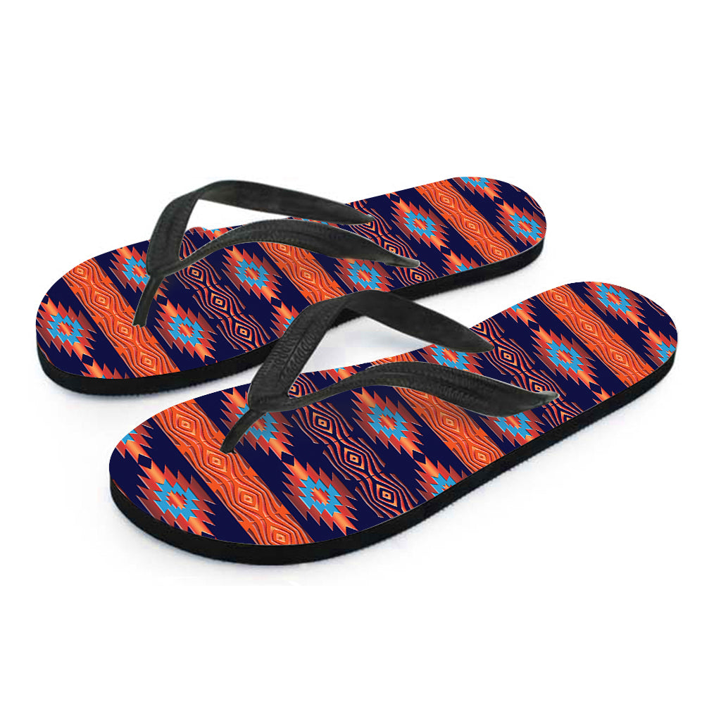 Blue and Orange Southwestern Print Hawaiian Flip Flops - Perfect for Your Island Style Outfit! - 2