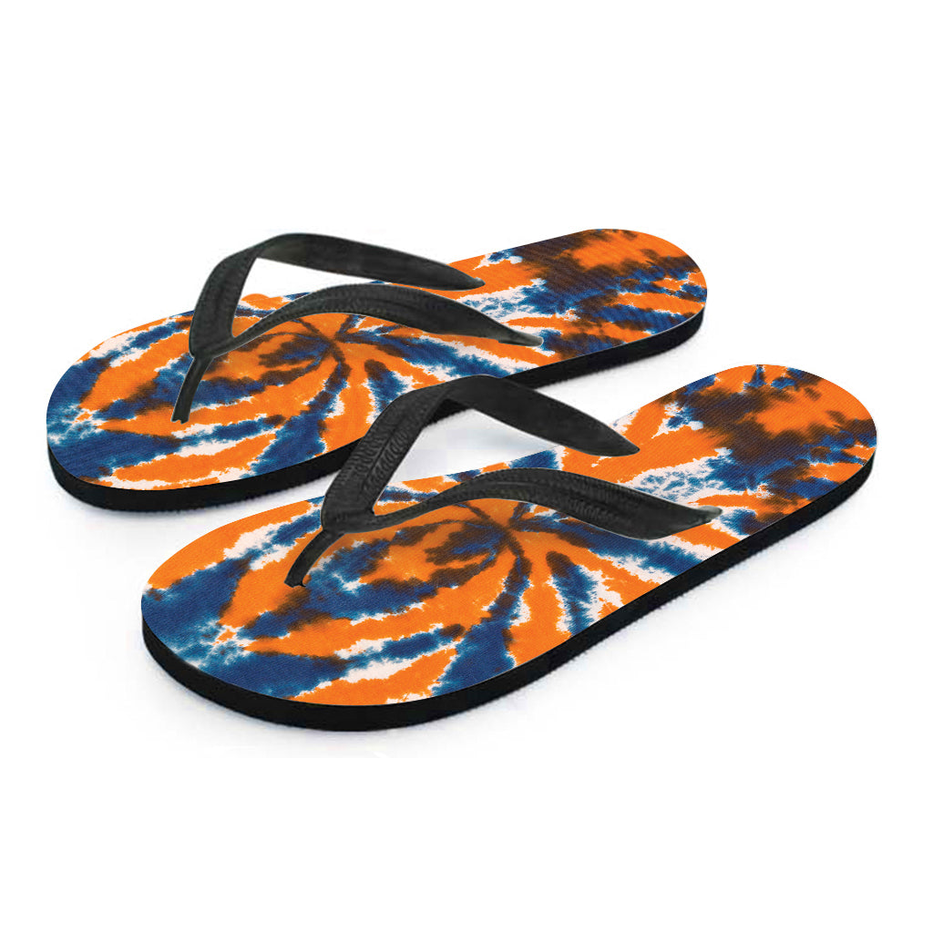 Blue and Orange Spider Tie Dye Hawaiian Flip Flops: Tropical Style for Your Feet - 2