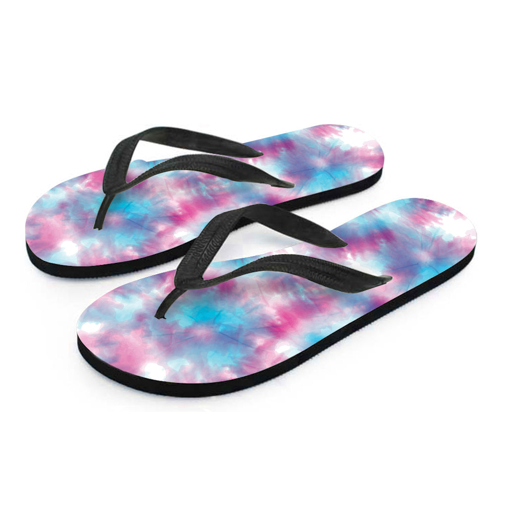 Blue and Purple Shibori Tie-Dye Print Flip Flops: The Perfect Hippie Footwear - 2