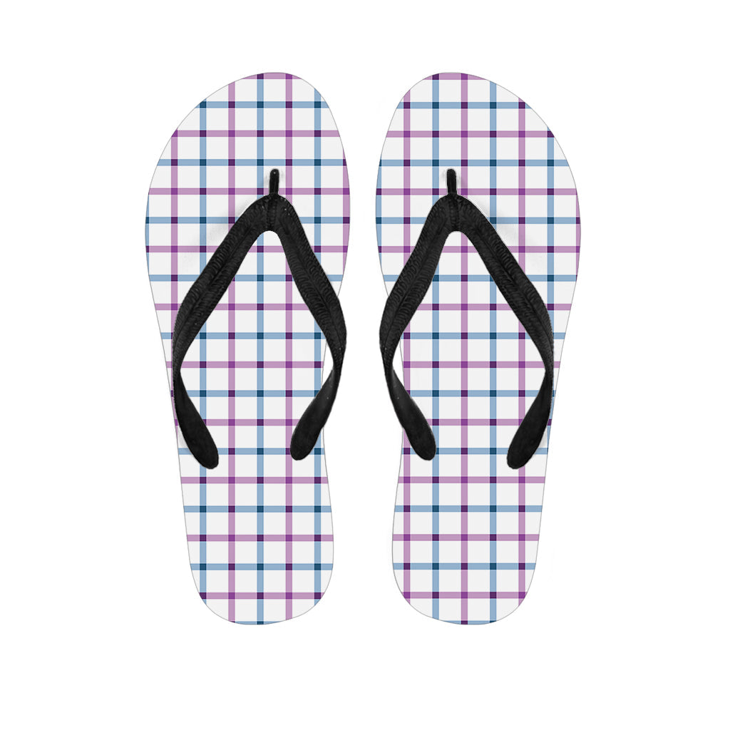 Blue and Purple Tattersall Hawaiian Print Flip Flops - 1
